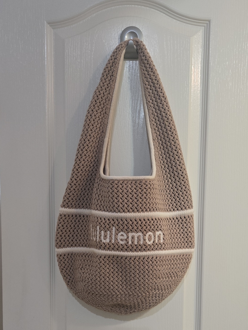 Lululemon Cotton Crochet Shoulder Bag 7L Nutmeg/Light Ivory GUC